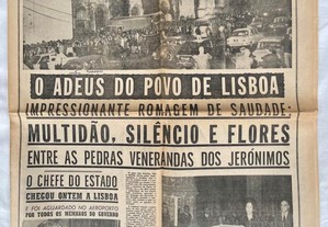 O adeus do povo de Lisboa a Salazar no jornal Diário de Notícias de 30 de julho de 1970