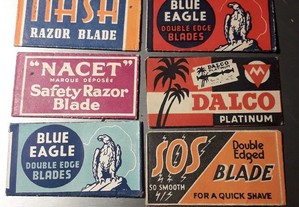8 Embalagens de lâminas de barbear Vintage vazias