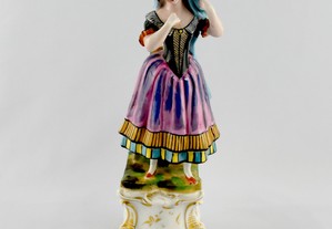 Frasco em forma Figura Feminina Porcelana Vieux Paris, séc. XIX
