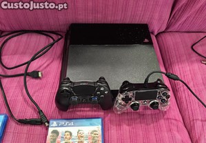 Ps4 com 2 comandos e 6 jogos