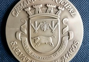 Medalha medalhão em metal da Câmara Municipal de Salvaterra de Magos