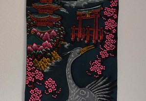 Quadro de parede com tema Japonês (Aves Tsuru, sím