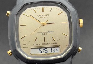 Relógio Orient dual time ,quartz,vintage novo ,impecável ótimo coleção