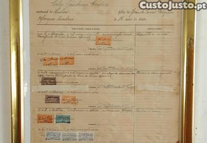 Antigo Termo Matricula, Datado de 1915 / 18 Selado a Estampilhas Fiscais