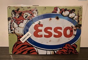 Decoração - Placa de Metal "Esso" - Nova, Selada