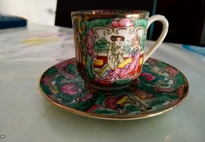 Chávena de café e pires porcelana de Macau