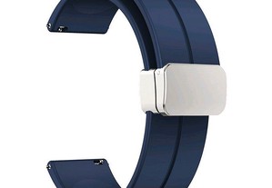 Bracelete Silicone Azul 20mm 22mm Fecho Báscula Magnético