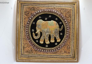 Quadro Mandala c bordado Tailandês Elefante Sorte