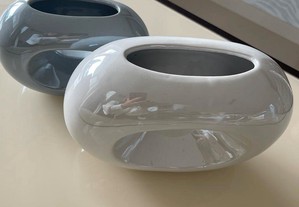 Conjunto de vaso branco e cinza de decoração moderna para casa