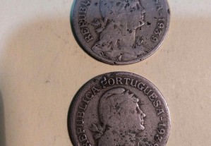 1 escudo 1939 - 2 moedas circuladas.