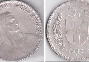 Prata Suíça 5 Francos 1923, Tema Guilherme Tell (modulo maior) RARO