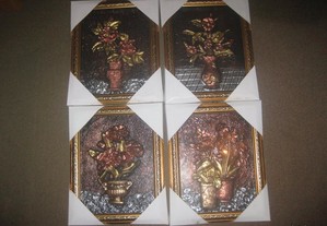 Colecção Completa de 4 Quadros "Flores"/Novos!
