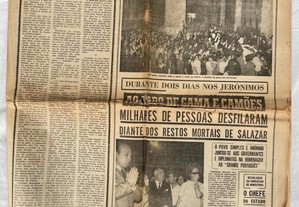 Milhares de pessoas desfilaram diante Salazar no Diário de Notícias de 29 julho 1970