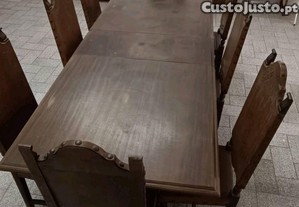 Mesa + Cadeiras pele. Anos 50