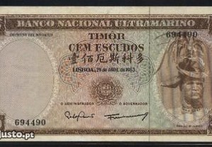 Espadim - Nota de 100$00 de 1963 - Timor