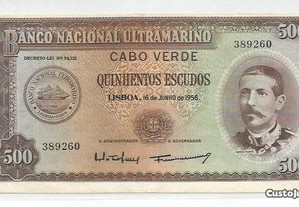 Espadim - Nota de 500$00 de 1958 - Cabo Verde