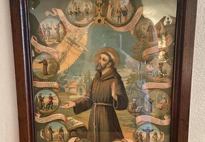 Quadro com cenas da vida e dos milagres de S. Francisco de Assis