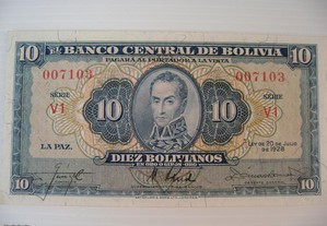 Nota : Bolivia - 10 Bolivianos - 1928 - NOVA !