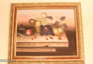 Pintura Óleo original Robert Cox (1934-2001) Cesta de Fruta
