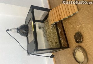 Terrário réptil com Lâmpada e extras
