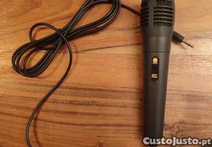Microfone de Mão com Fio 3,5mm Karaoke Voz Aulas Eventos e Muito Mais NOVO
