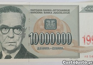 Jugoslávia 10000000 Dinara 1994 UNC