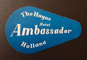 The Hague Hotel Ambassador Holanda Rótulo de bagagem original
