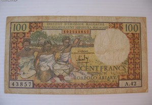 Nota : Madagaskar - 100 Ariary - Cent Francs