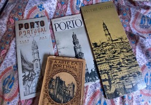 Conjunto de documentos livro e folhetos sobre o Porto