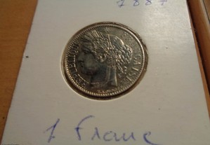 Moeda 1 Franc 1887 Prata França Escassa Of.Envio