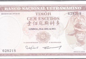 Nota Timor 100 Escudos 1963 Nunca Circulou