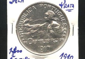 Espadim - Moeda de 1$00 de 1910 - 5 de Outubro - Bela