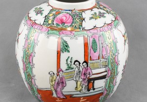 Pote de Ginjas sem tampa, em porcelana da China, decoração Mandarim, circa 1970