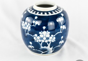 Pote de ginjas Porcelana da China, Azul-Cobalto, Decoração Flor de Amendoeira