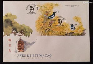 FDCB - envelope do 1. dia c/ bloco - Aves de Estimação - Macau - 1995