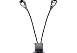 Candeeiro de 2 lampadas com 4 led flexíveis e clip