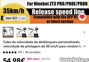 Segway zt3 pro cabo de velocidade