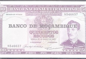 Nota Moçambique 500 Escudos 1967 Nunca Circulou