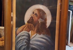 Quadro grande com imagem de Jesus desenhado a lápis