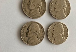 5 cents ou 5 cêntimos - 1971 a 1998 P (14 moedas dos EUA)
