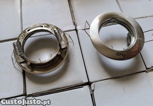 Conjunto 18 aros fixos prateados NOVOS para lâmpadas de embutir tectos