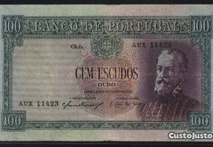 Espadim - Nota de 100$00 de 1950 - Mbc- a Mbc