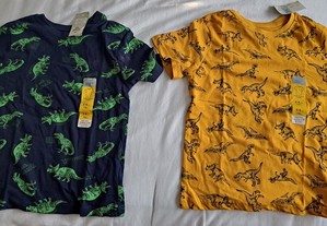2 T-Shirts Primark - Dinossauros - Tamanho 116m - Criança 5/6 anos
