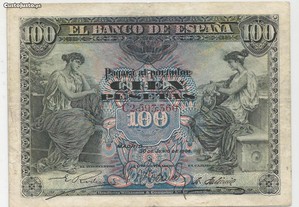 Espadim - Nota de 100 Pesetas de 1906 - Espanha - Mbc