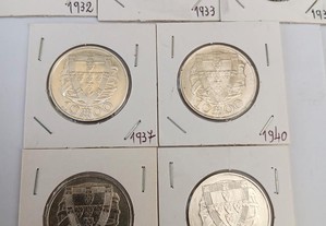 Colecção completa de moedas de 10 escudos, prata caravelas