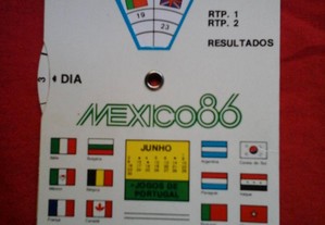 Calendário dos jogos do Mundial México 86, vintage