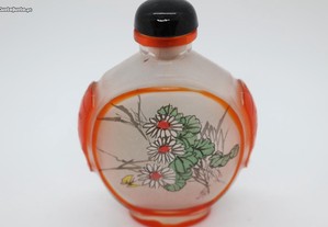 Snuff Bottle em Vidro e Paisagem e Floral XIX
