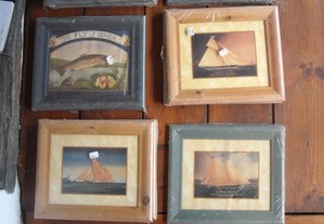 Quadros antigos nauticos vintage gravuras navios e pesca NOVO