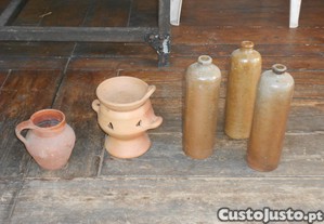 Pote botijas garrafas fogareiro incensario barro terracota antigo