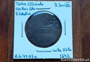 Moeda Carimbo 120 Reis D. João IV S/Tostão D. Sebastião